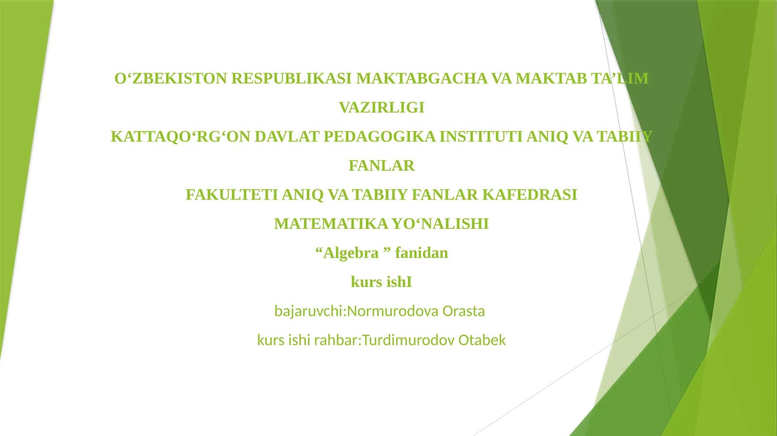 Algebra kursi 1