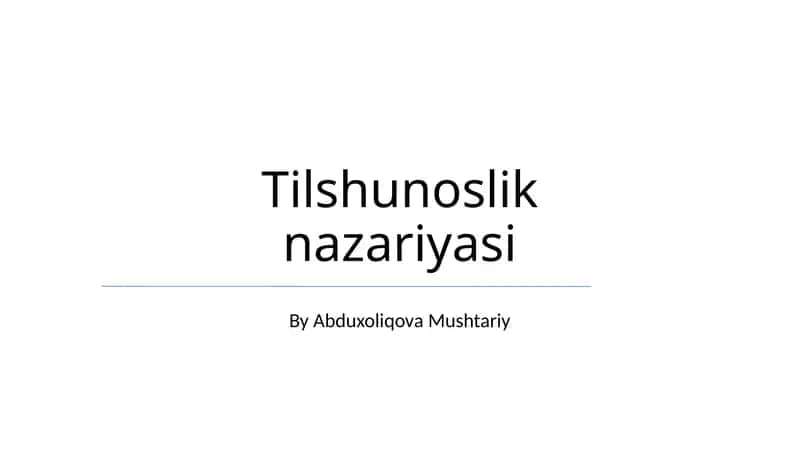 Tilshunoslik nazariyasi 1