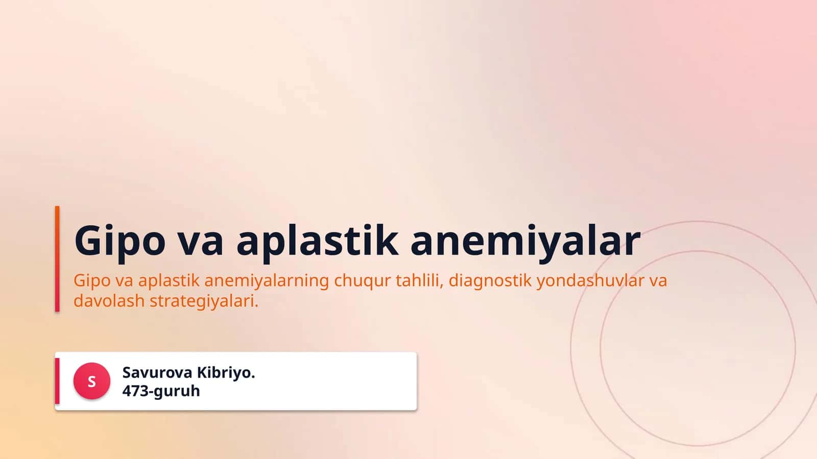 Gipo va aplastik anemiyalar 1