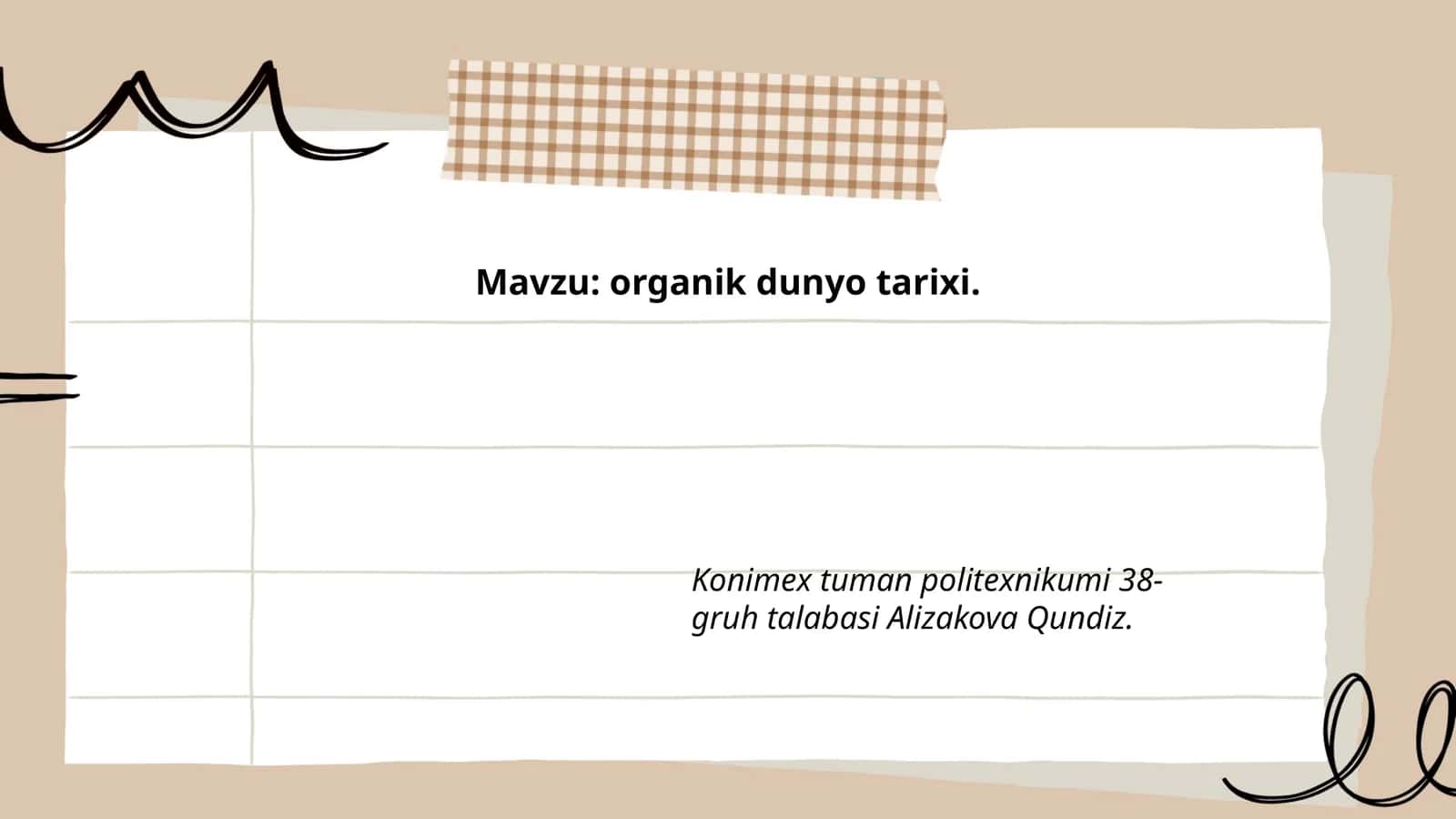 Organik dunyo tarixi 1