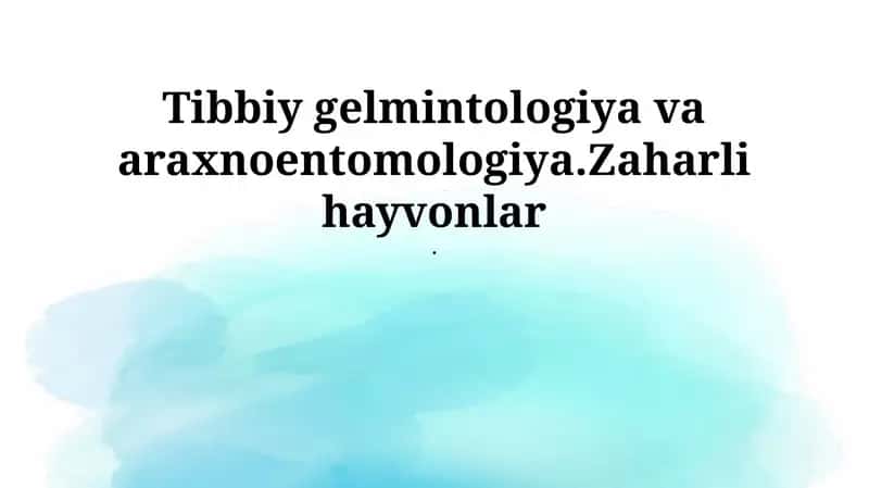 Tibbiy Tibbiyot Gelmintologiyasi 1