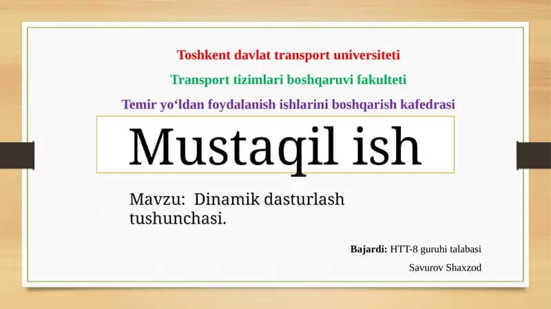 Dinamik dasturlashtirish shunchasi 1