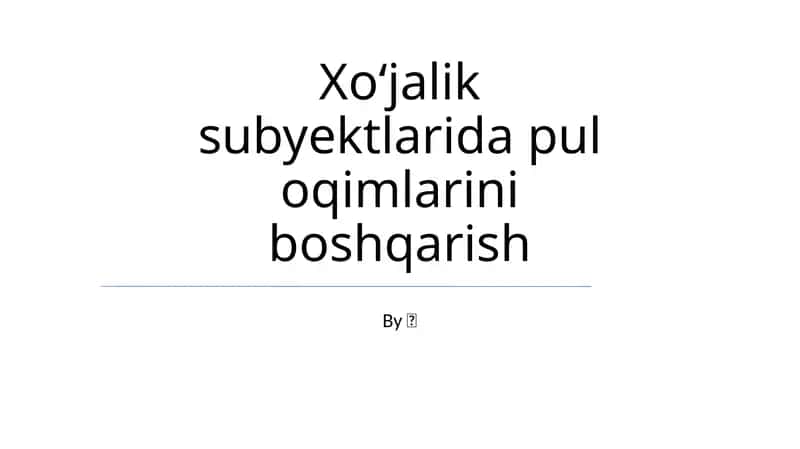 Pul oqimlarini boshqarish 1