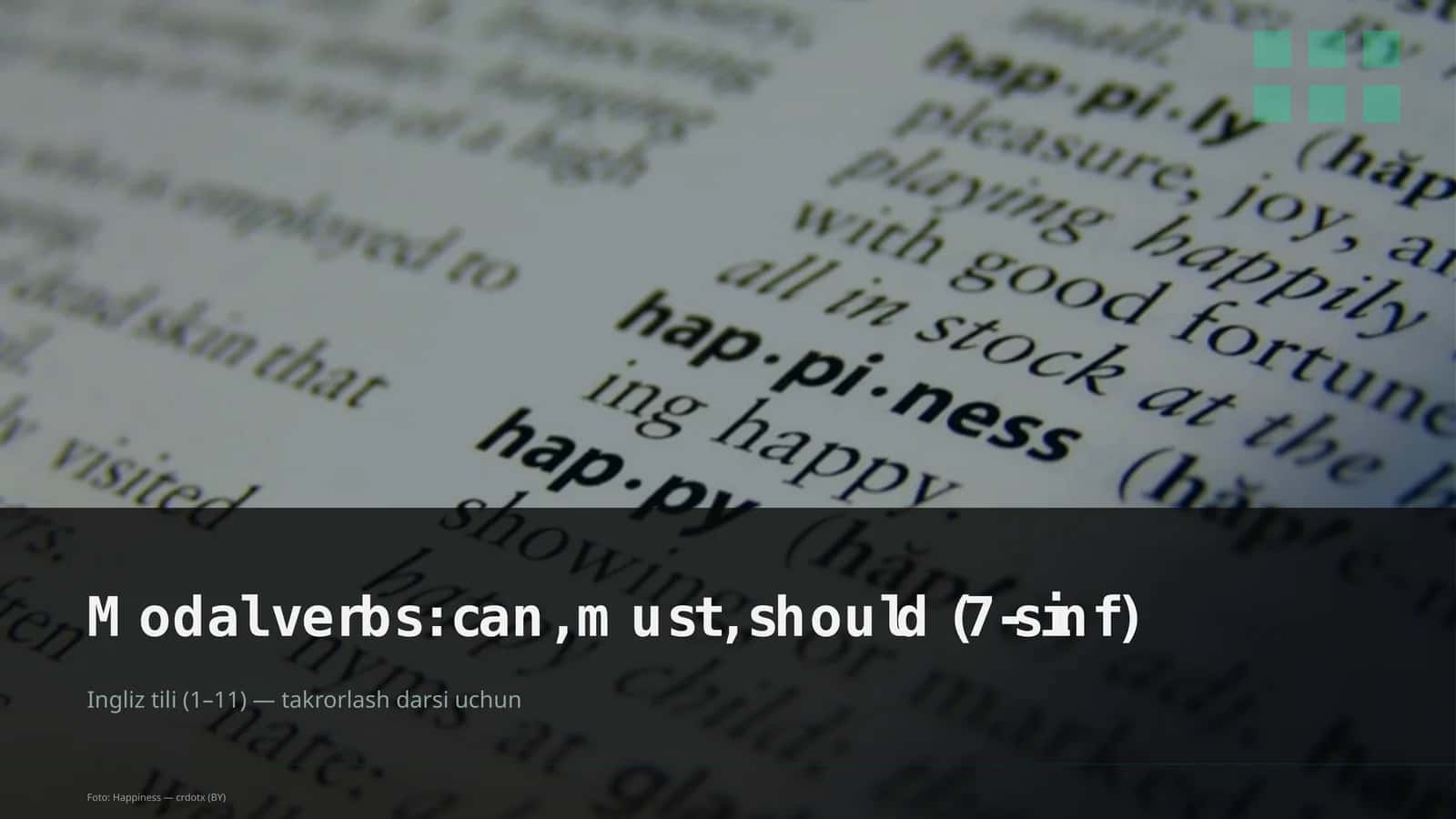 Modal verbs: can, must, should (7-sinf) 1