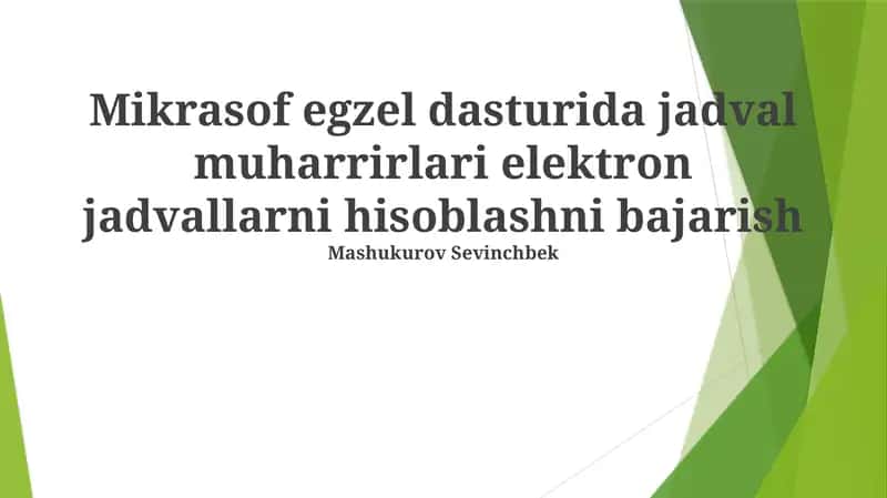 Microsoft Excel dasturi 1