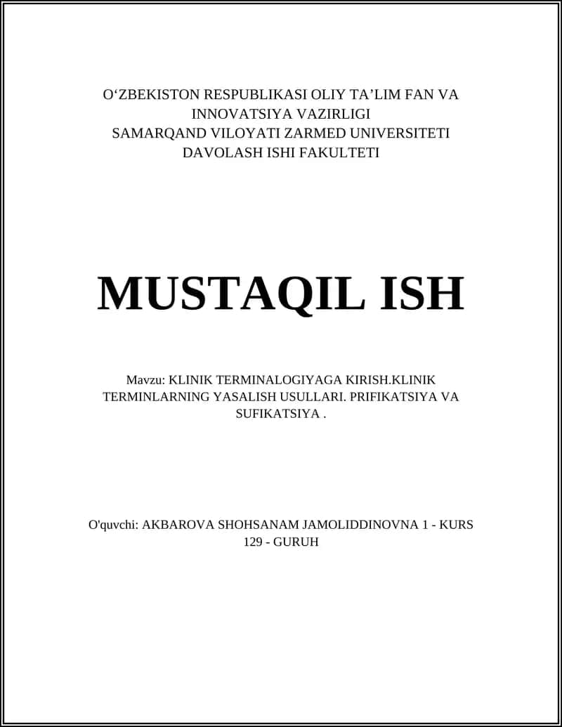 KLINIK TERMINALOGIYAGA KIRISH 1