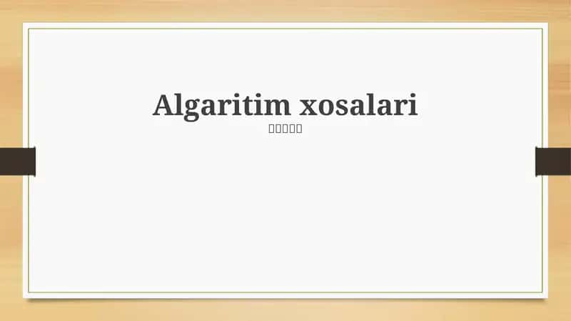 Algaritim xosalari 1