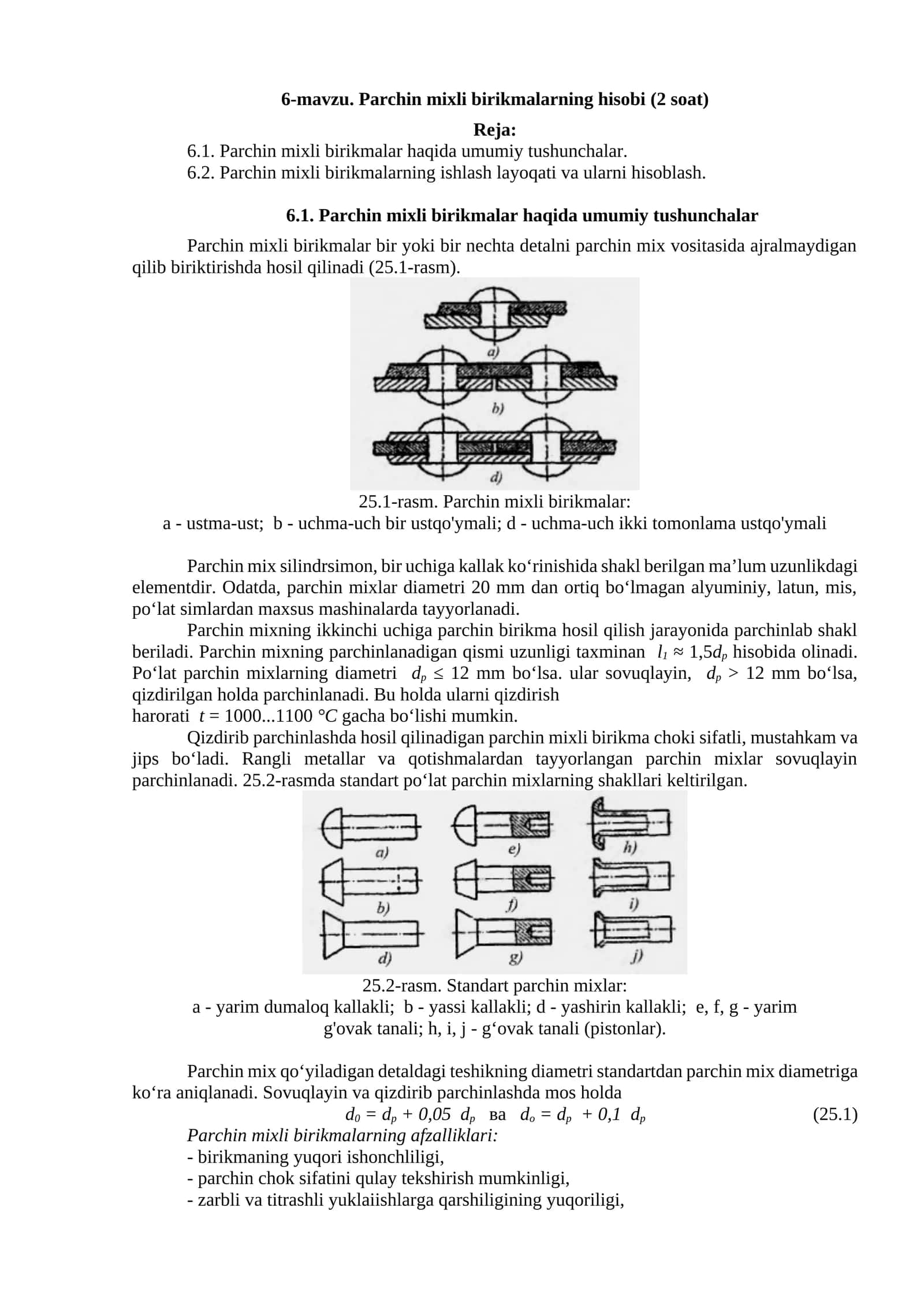 Parchin mixli birikmalarning hisobi (2 soat) 1