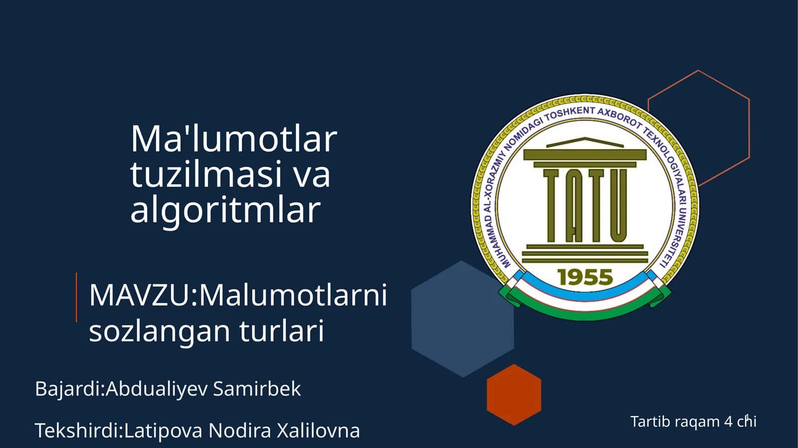 Malumotlar tuzilmasi va algoritmlar 1