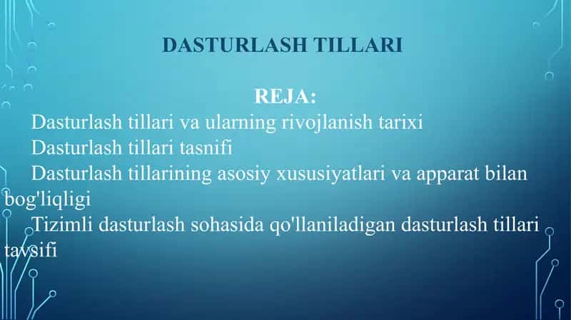 Dasturlash Tillari 1
