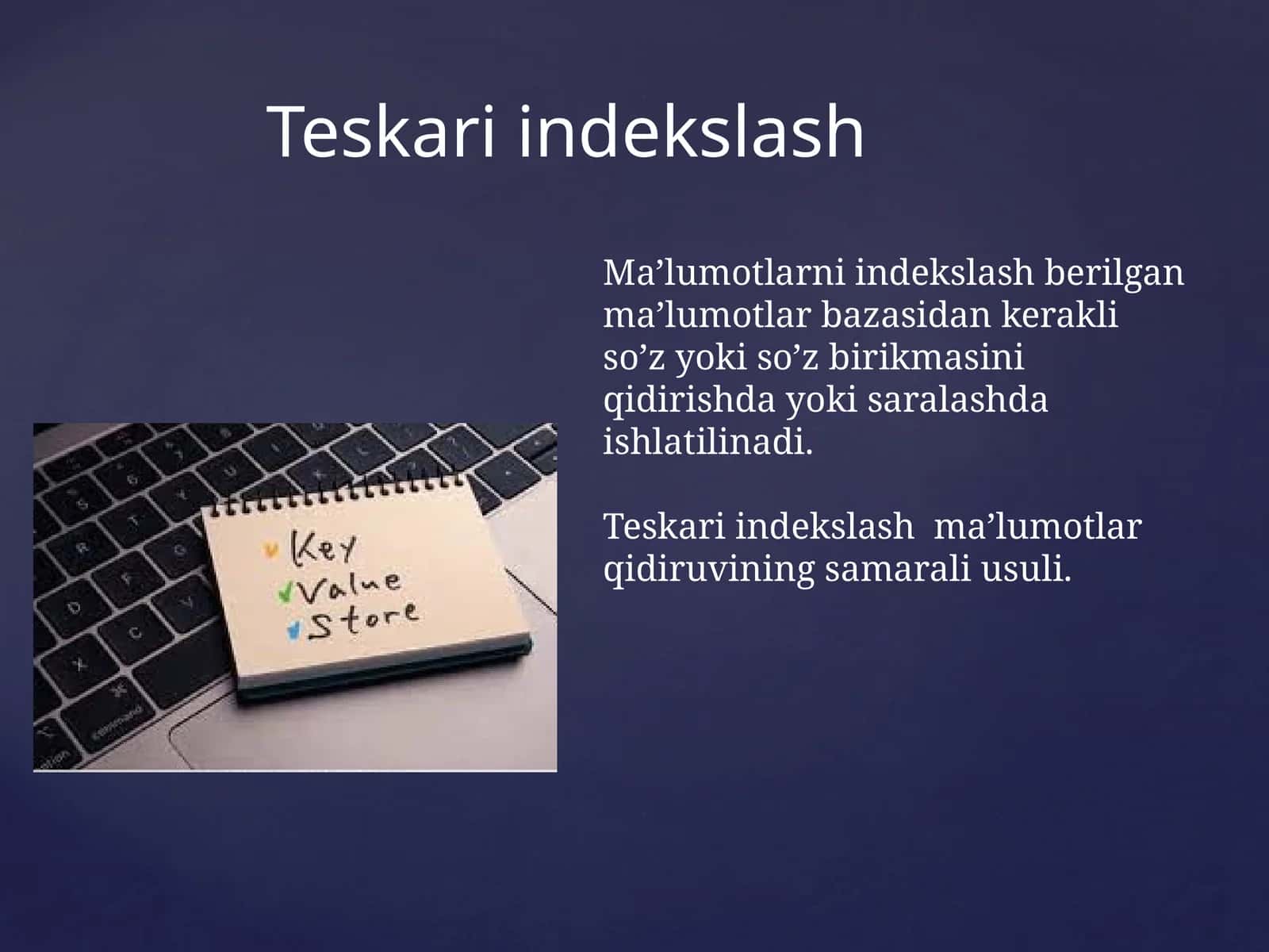 Teskari indekslash 1