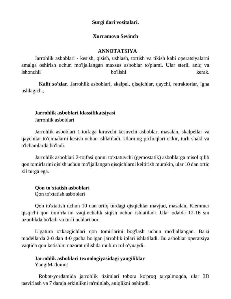 Jarrohlik asboblari 1