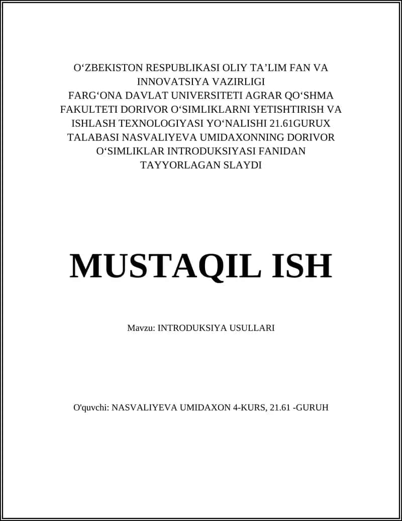 INTRODUKSIYA USULLARI 1