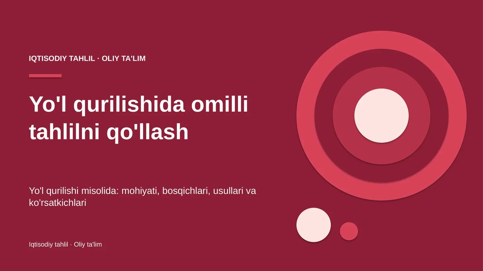 Yo'l qurilishida omilli tahlilni qo'llash 1