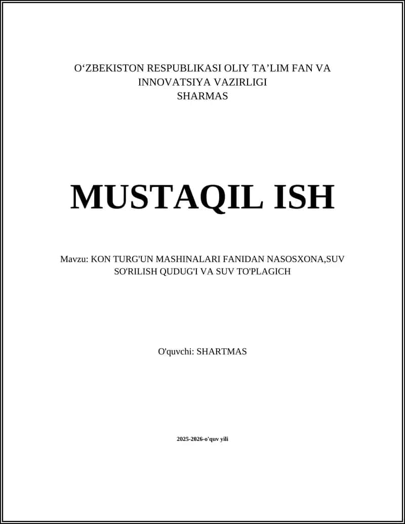 Nasosxonalar Tizimi 1