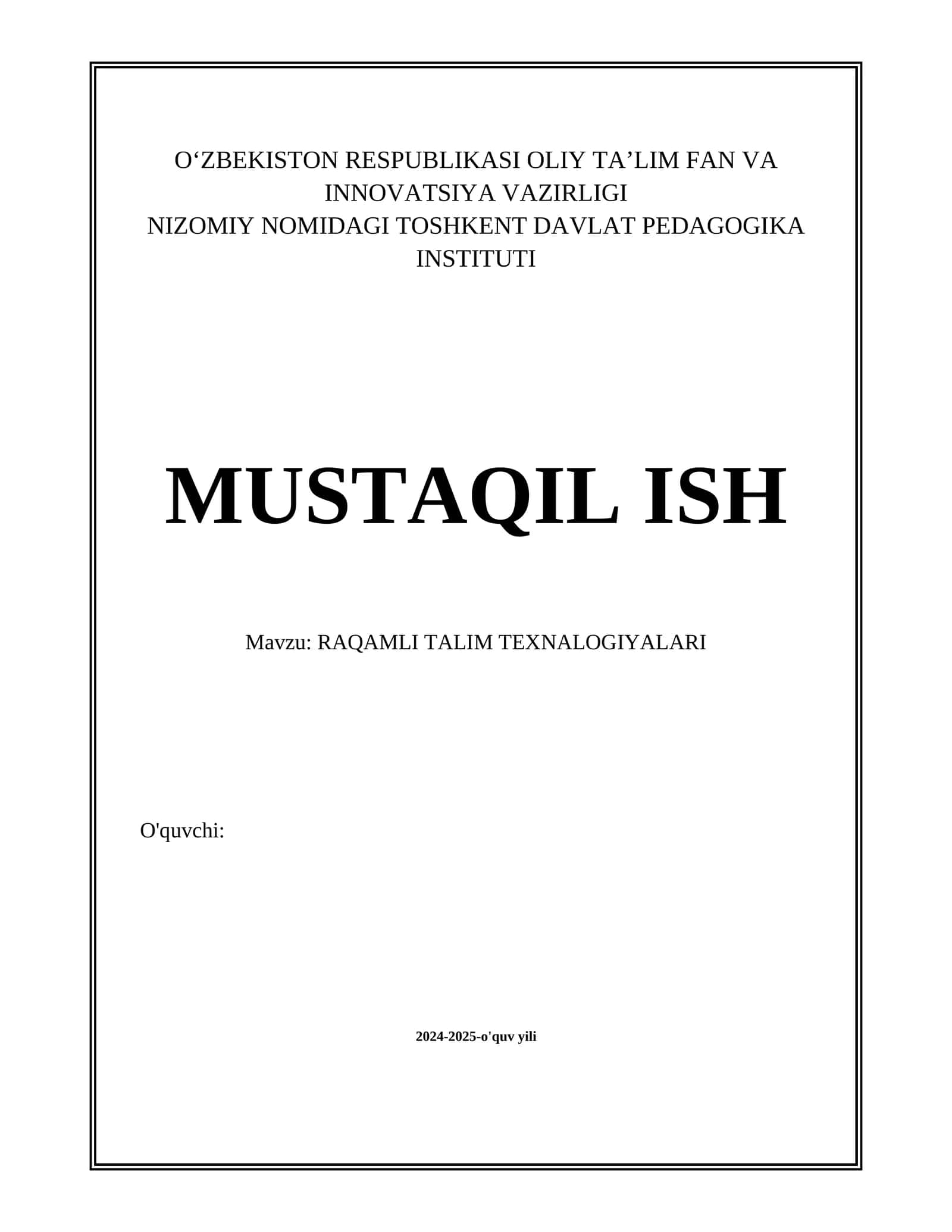 RAQAMLI TALIM TEXNALOGIYALARI 1