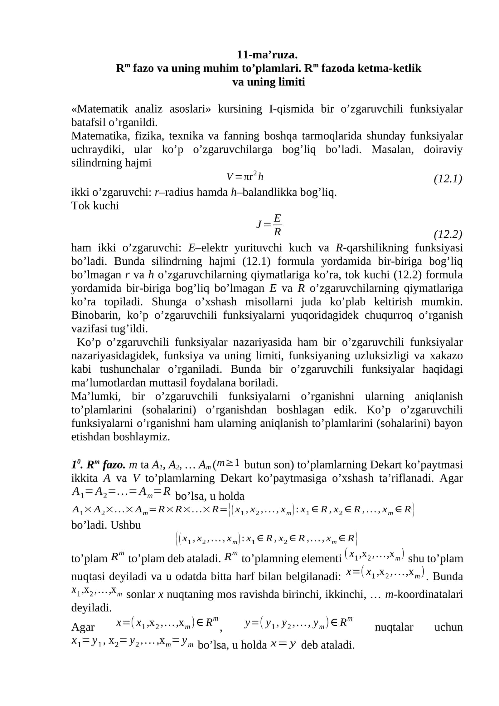 Matematik analiz asoslari 1