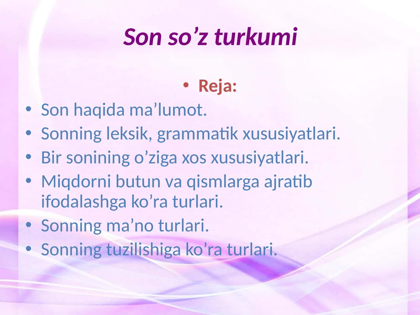 Son so’z turkumi 1