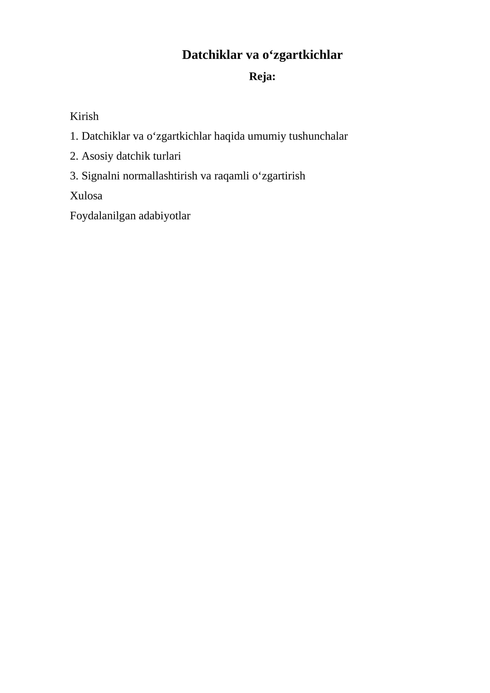 Datchiklar va oʻzgartkichlar 1