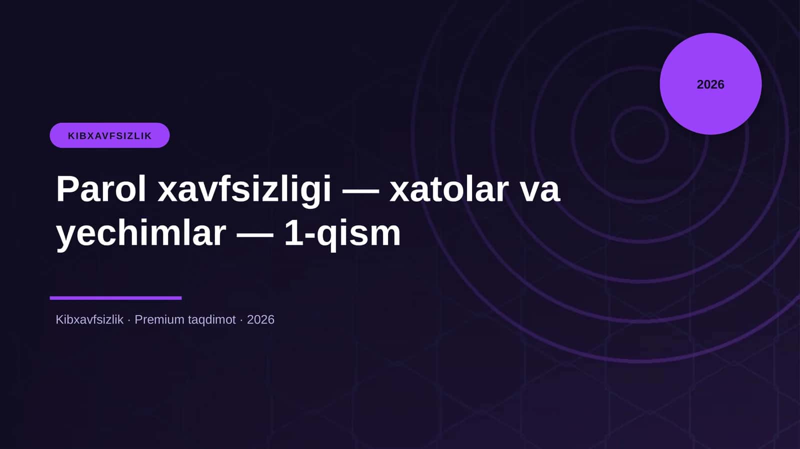 Parol xavfsizligi — xatolar va yechimlar — 1-qism 1