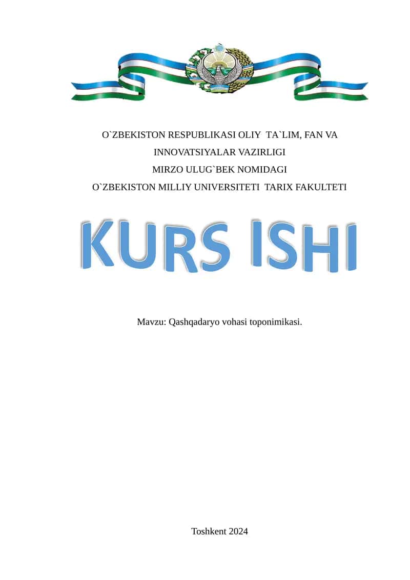Qashqadaryo vohasi toponimikasi. 1