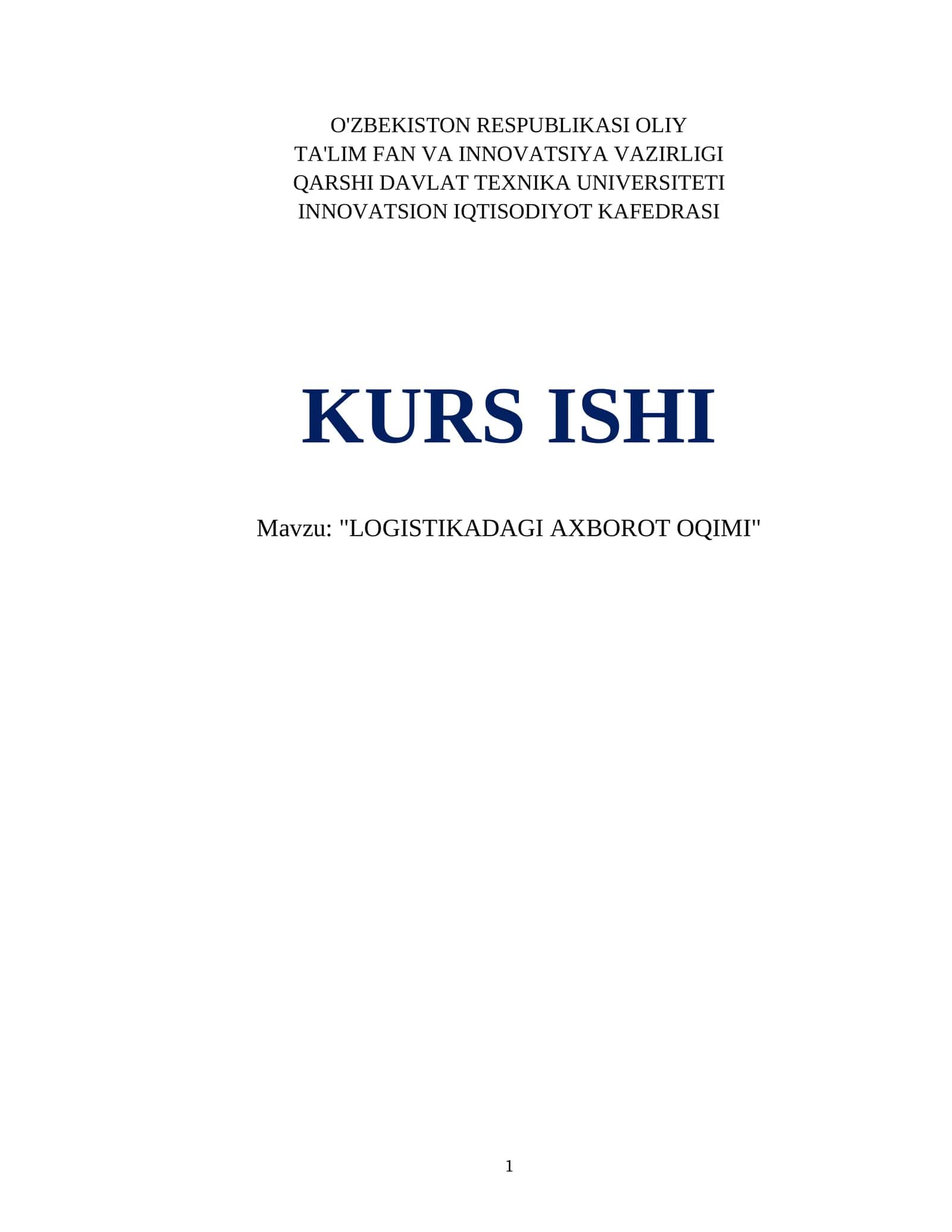LOGISTIKADAGI AXBOROT OQIMI 1