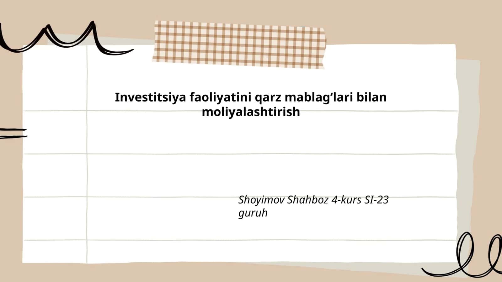Investitsiya faoliyatini qarz mablagʻlari bilan moliyalashtirish 1