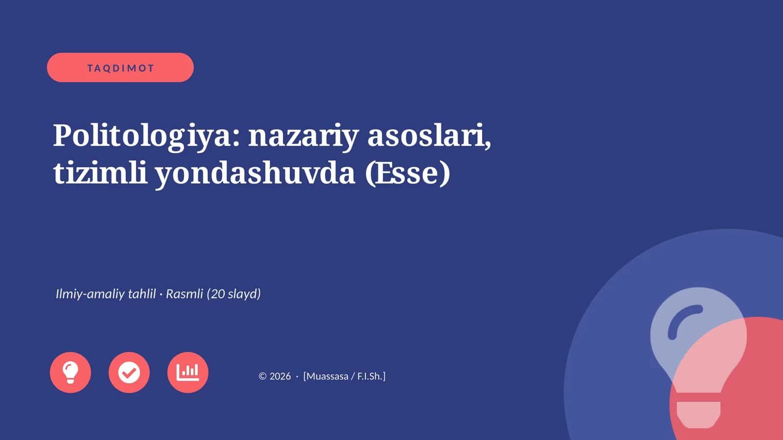Politologiya: nazariy asoslari, tizimli yondashuvda (Esse) 1