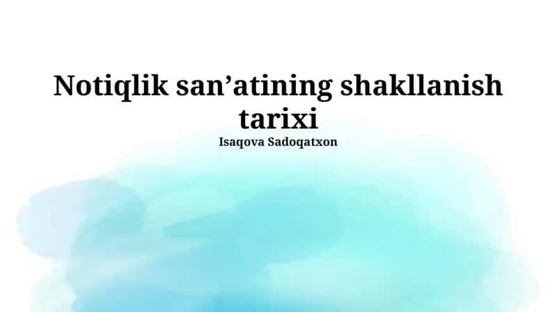 Notiqlik sanʼatining shakllanish tarixi 1