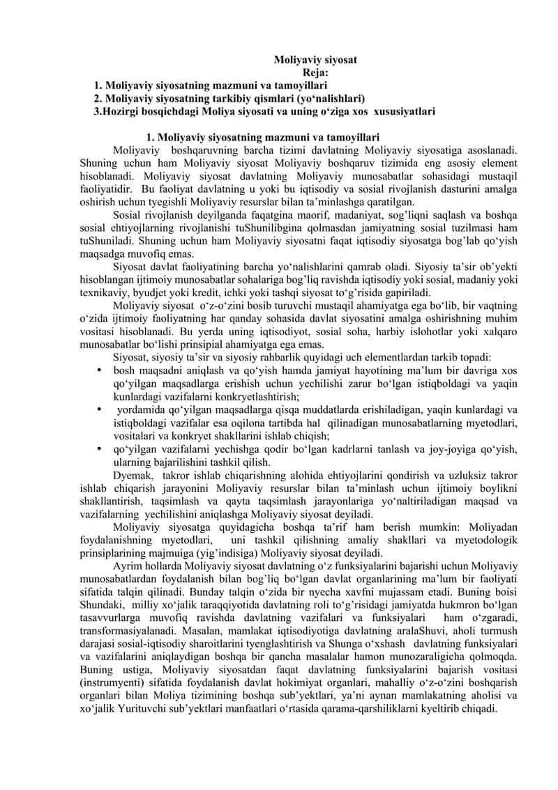 Moliyaviy siyosat 1