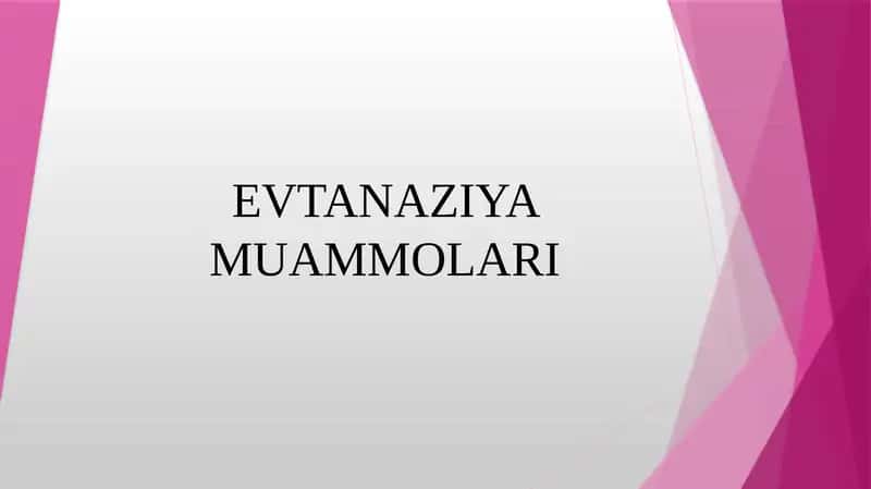 Evtanaziya muomalari 1
