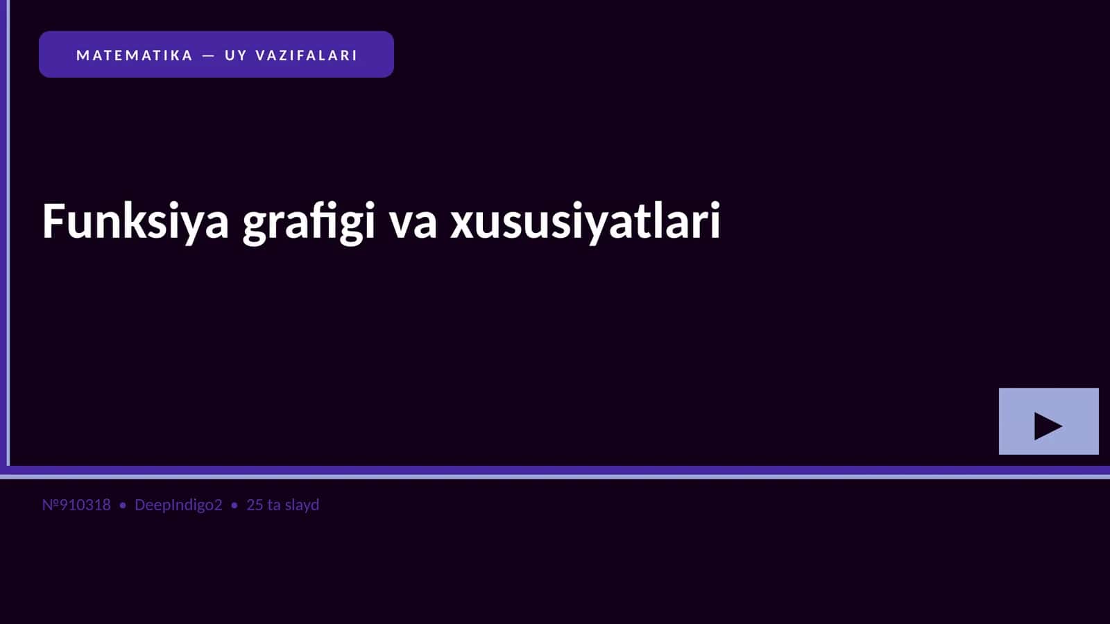 MATEMATIKA — UY VAZIFALARI 1