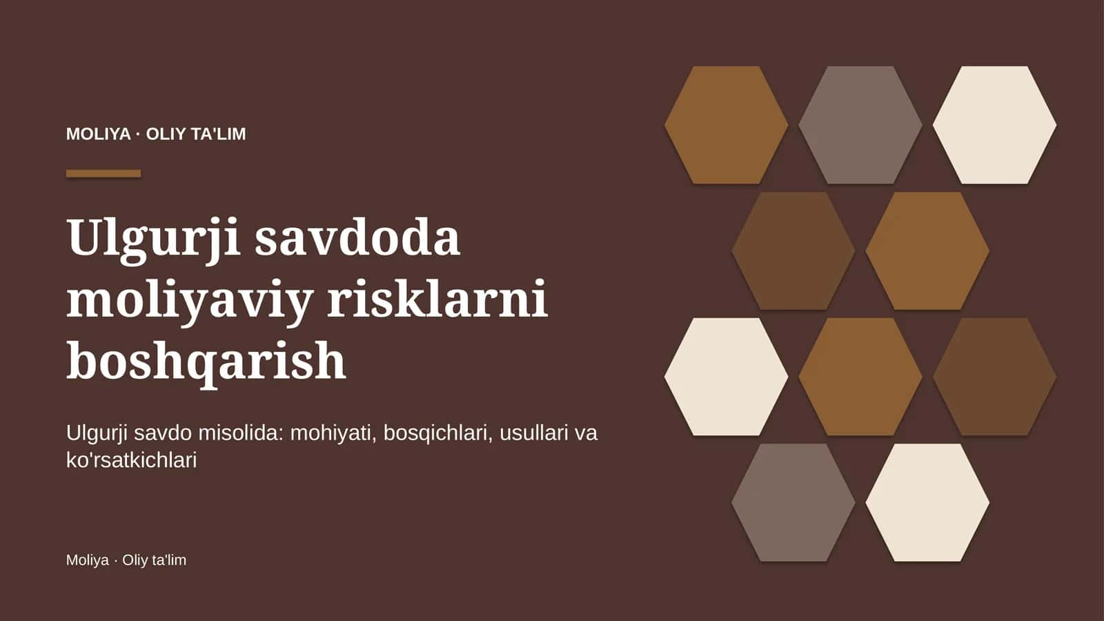 Ulgurji savdoda moliyaviy risklarni boshqarish 1