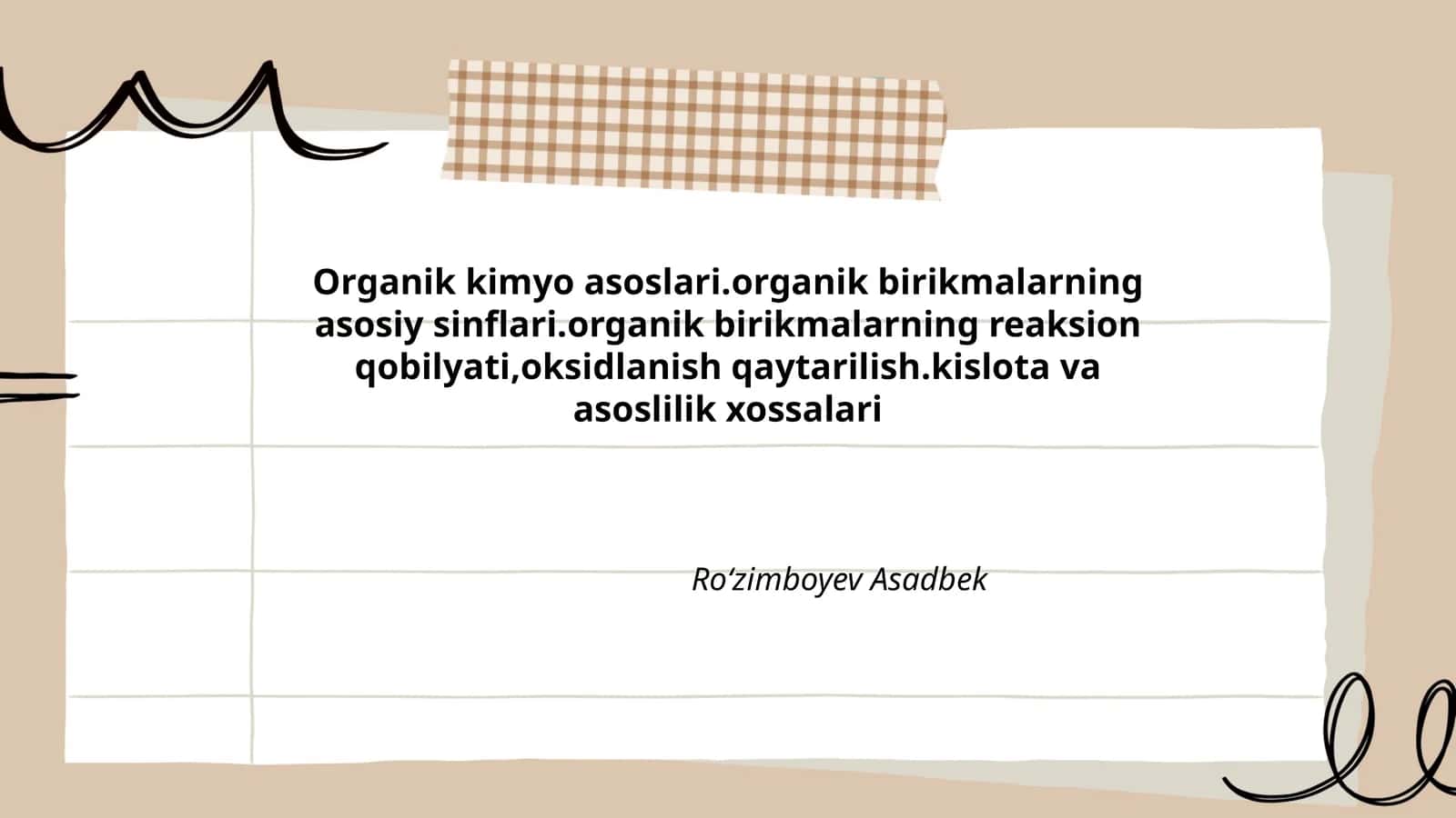 Organik kimyo asoslari 1