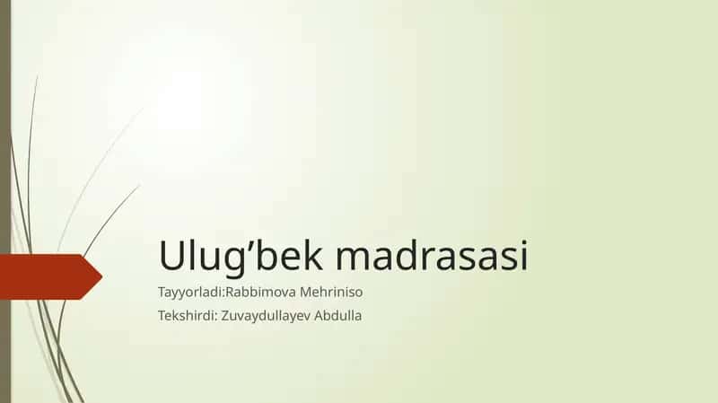 Ulug’bek Madrasasi 1