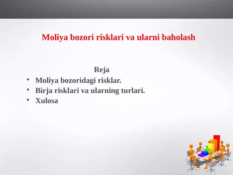 Moliya bozori risklari va ularni baholash 1
