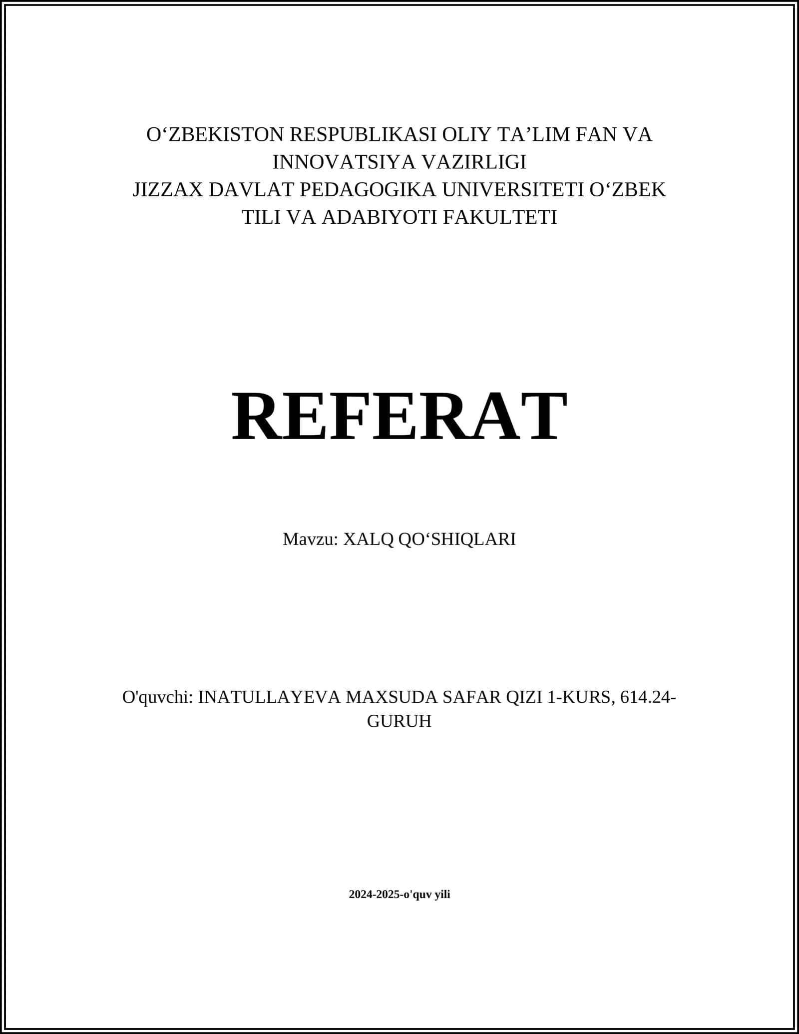 Xalq Qo'shiqlari 1