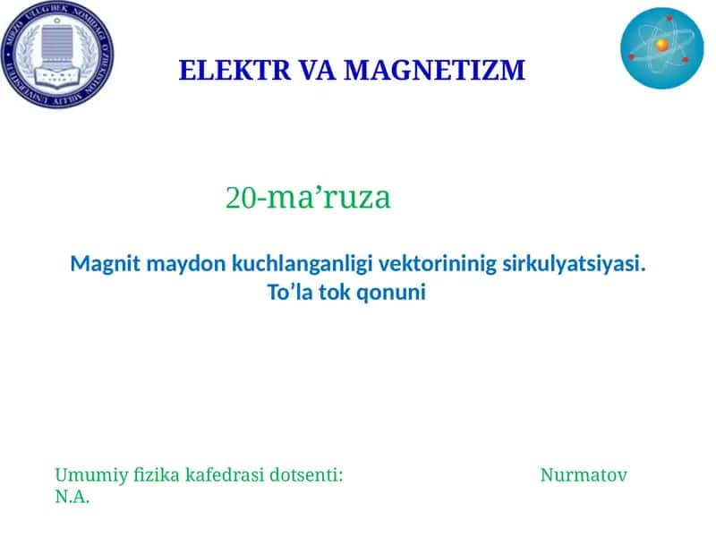 ELEKTR VA MAGNETIZM 1