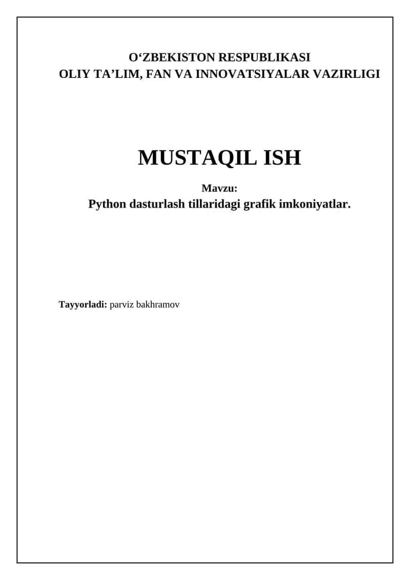 Python dasturlash tillaridagi grafik imkoniyatlar 1