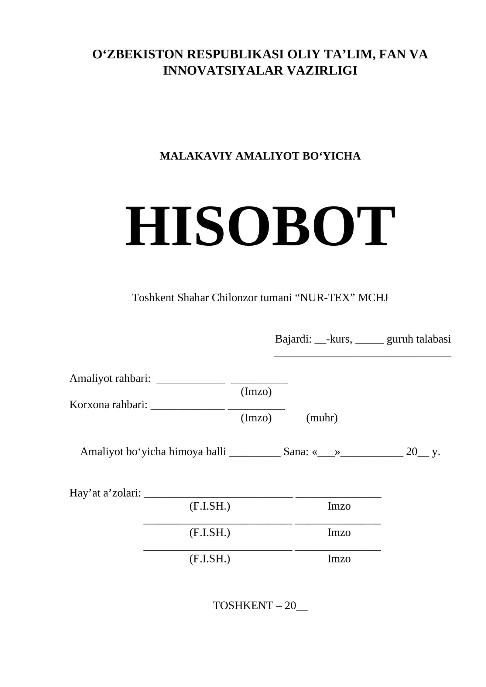HISOBOT “NUR-TEX” MCHJ 1