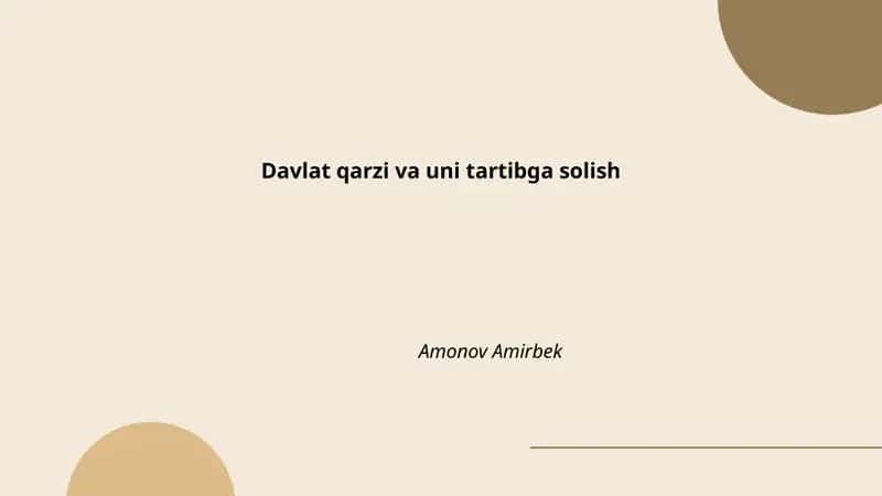 Davlat qarzi va uni tartibga solish 1