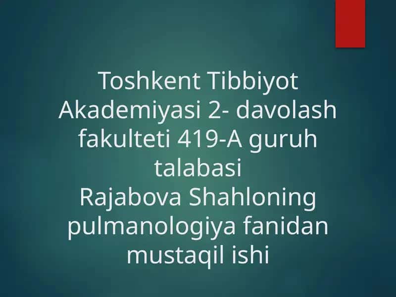 Surunkali O‘pka Yuragi (SO‘Y) 1