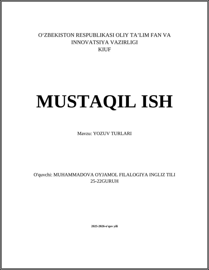 YOZUV TURLARI 1