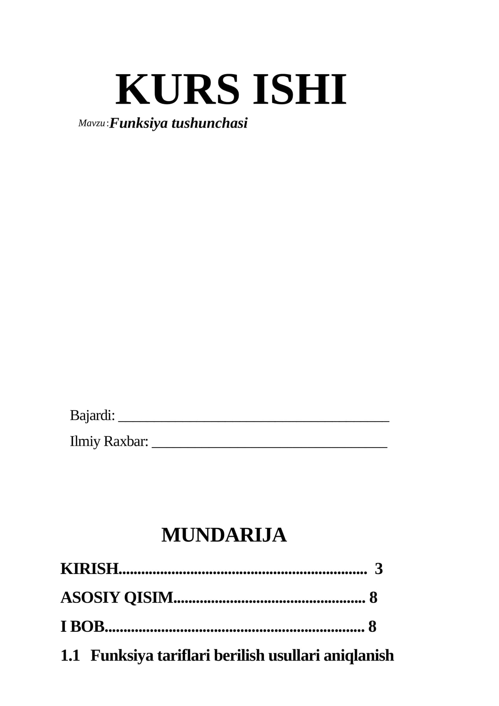 Funksiya tushunchasi 1