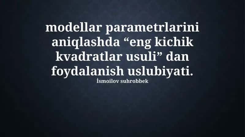 Eng kichik kvadratlar usuli 1