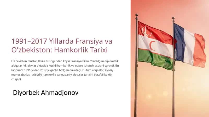 1991–2017 Yillarda Fransiya va O'zbekiston: Hamkorlik Tarixi 1