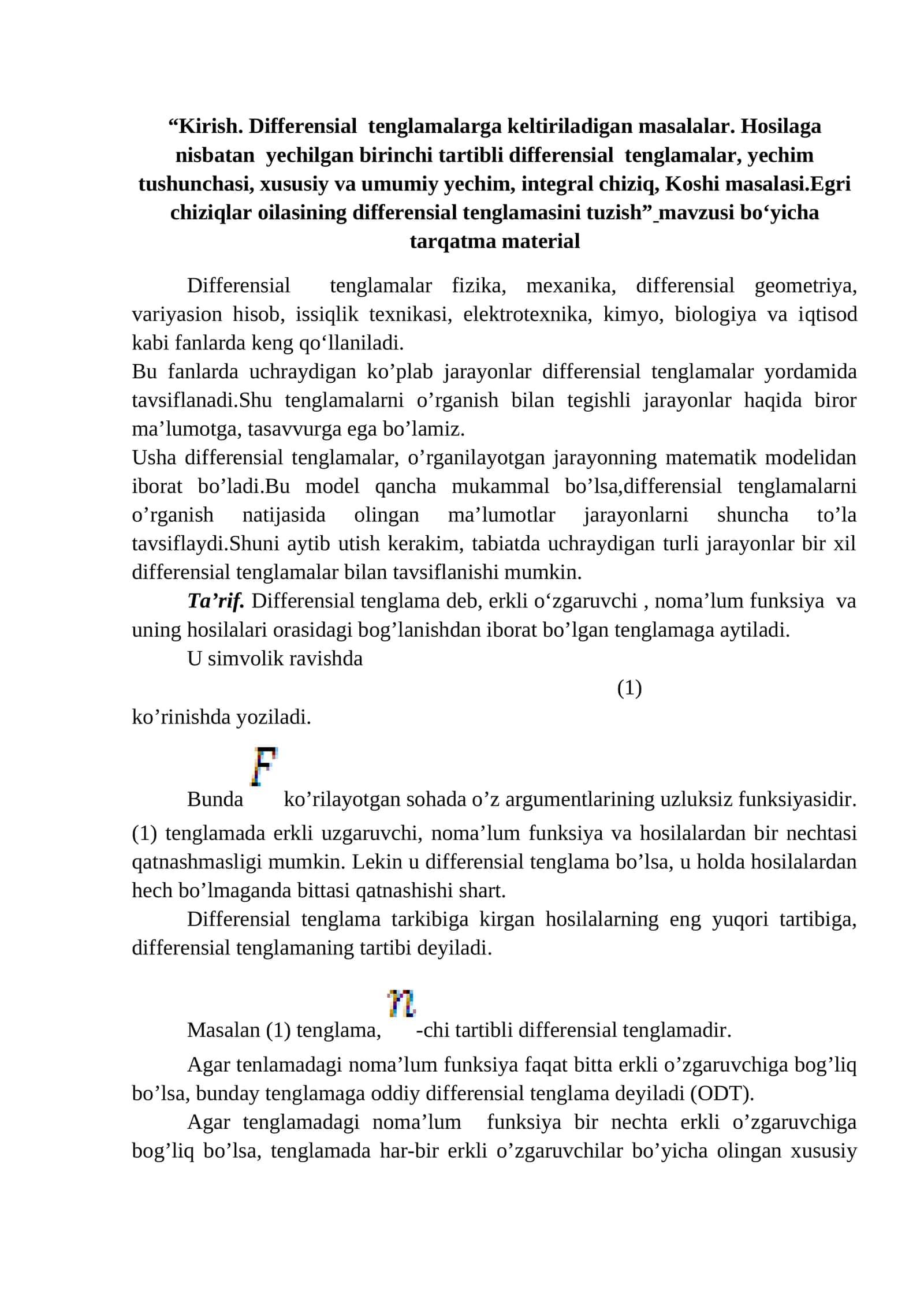Differensial Tenglamalar 1