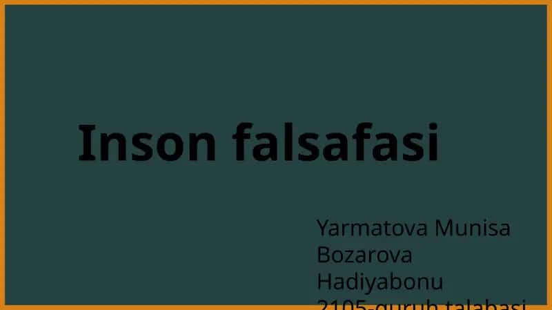 Insonfalsafasi 1