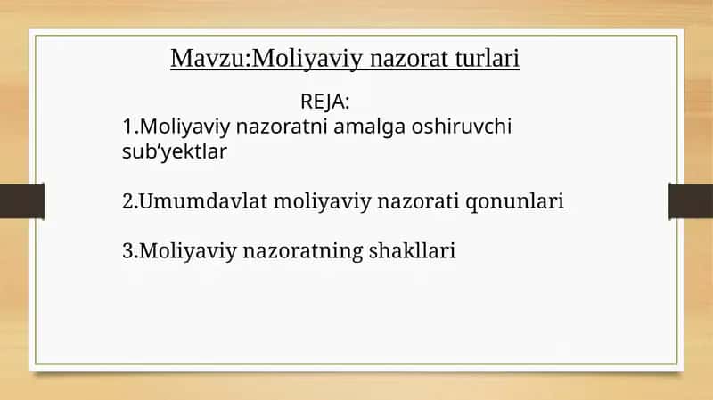 Moliyaviy nazorat turlari 1