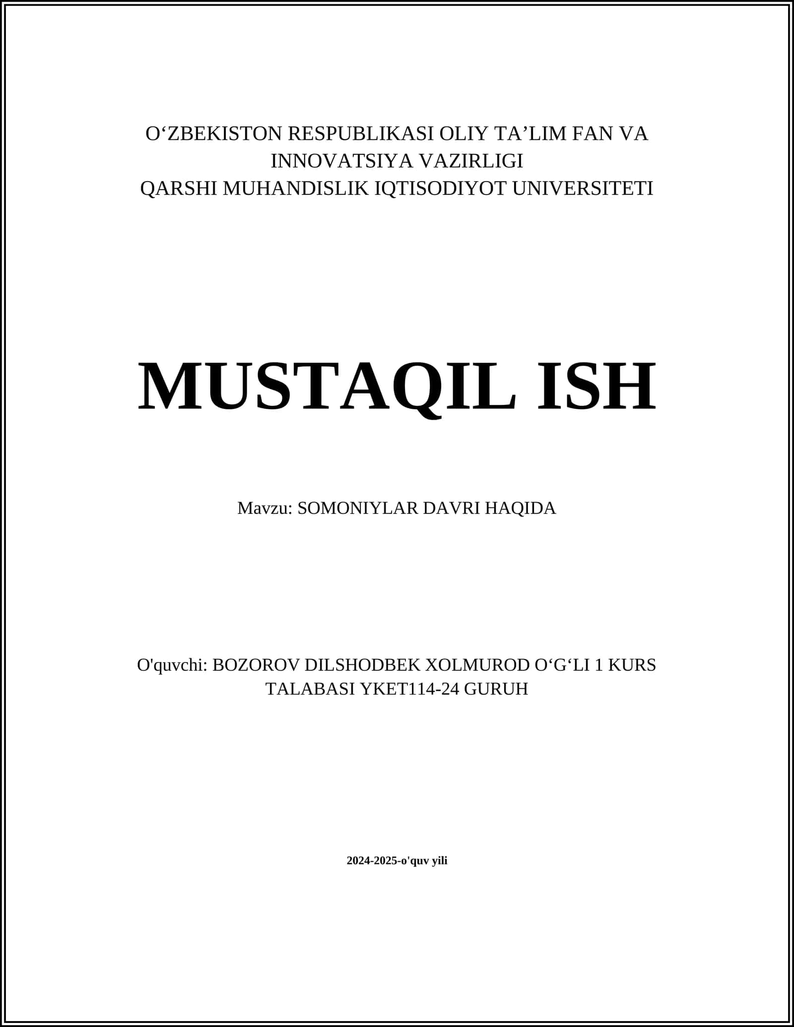 SOMONIYLAR DAVRI HAQIDA 1